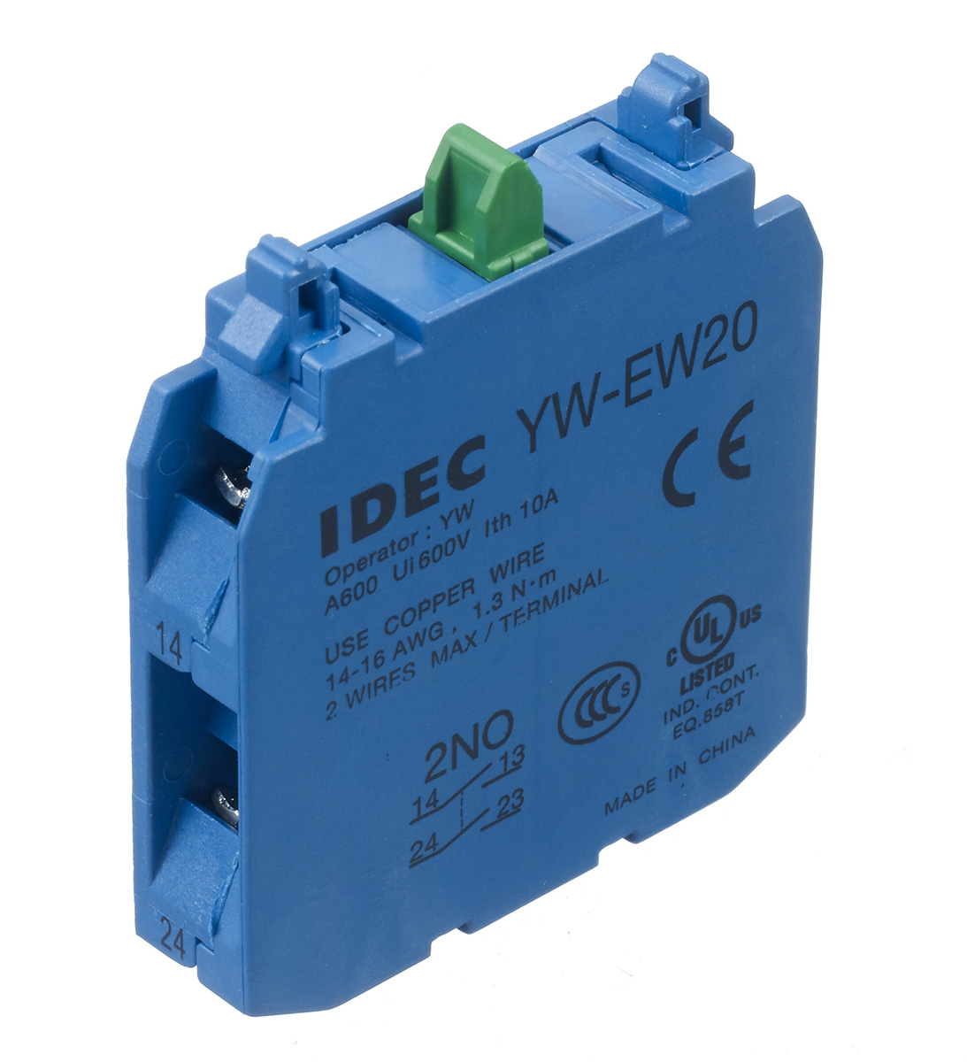Idec CW Series Series Contact Block, 2NO
