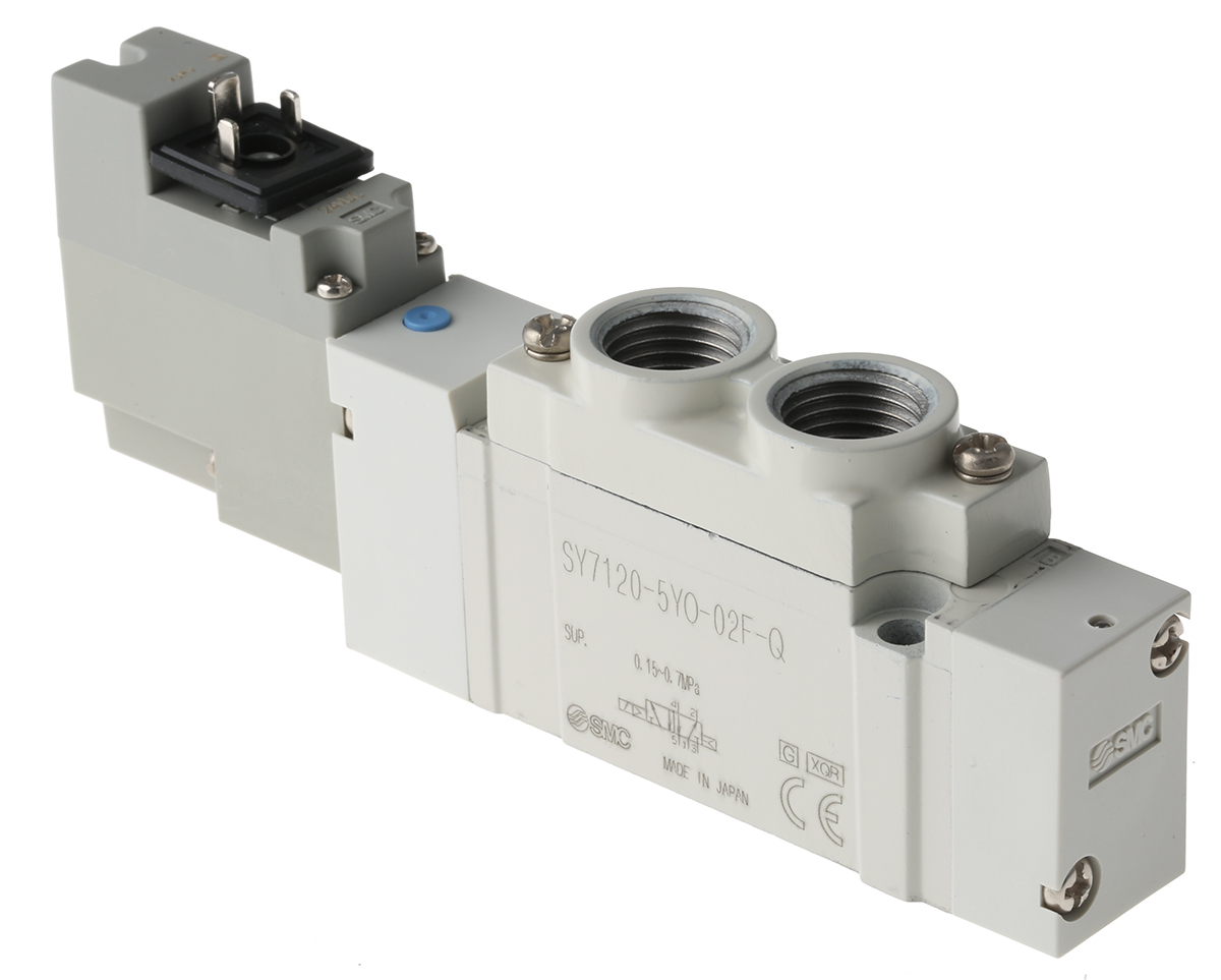 SMC 5/2 Pneumatic Solenoid Valve - Solenoid/Pilot G 1/4 SY7000 Series 24V dc