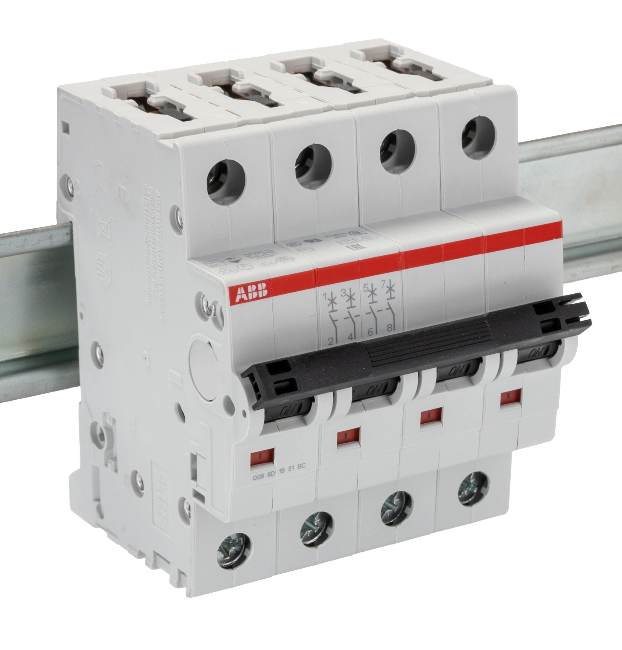 ABB System Pro M Compact S200M MCB, 4P, 63A Curve C, 400V AC, 125V DC, 15 kA Breaking Capacity