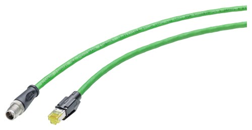 Siemens, 1.5m Cat6a, Green M12 to Male RJ45, Aluminium foil with a braided tin-plated copper wire screen Shielded,