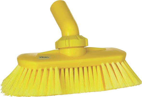 Vikan Soft Bristle Yellow Scrubbing Brush, 44mm bristle length, Polyester, Polypropylene, Stainless Steel bristle