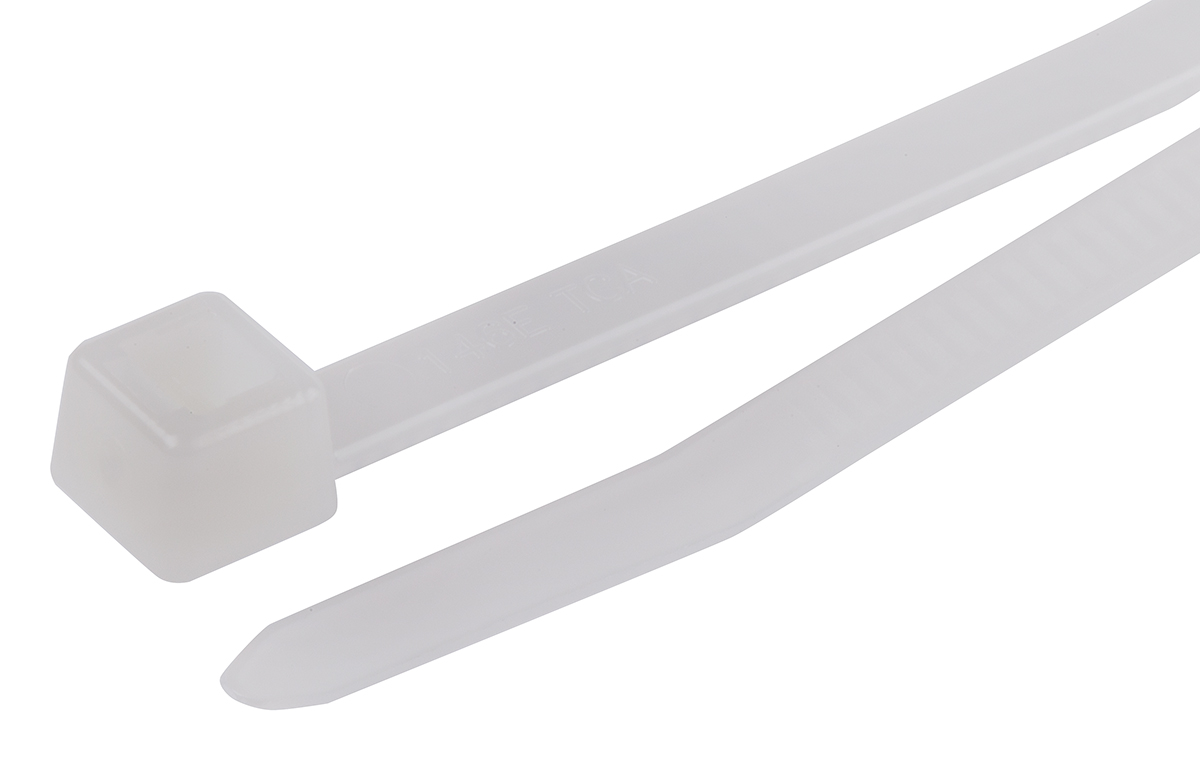 HellermannTyton Cable Tie, 100mm x 2.5 mm, Natural Nylon, Pk-1