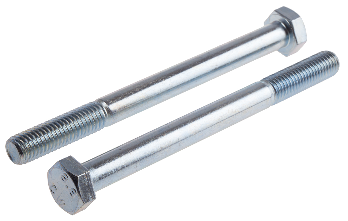 RS PRO Bright Zinc Plated Steel, Hex Bolt, M14 x 130mm