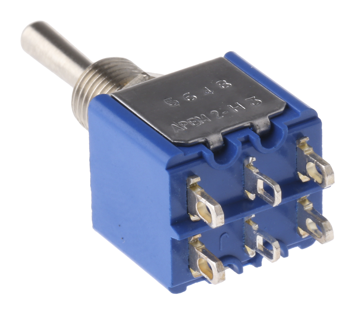 APEM Toggle Switch, Panel Mount, On-Off-(On), DPDT, Solder Terminal