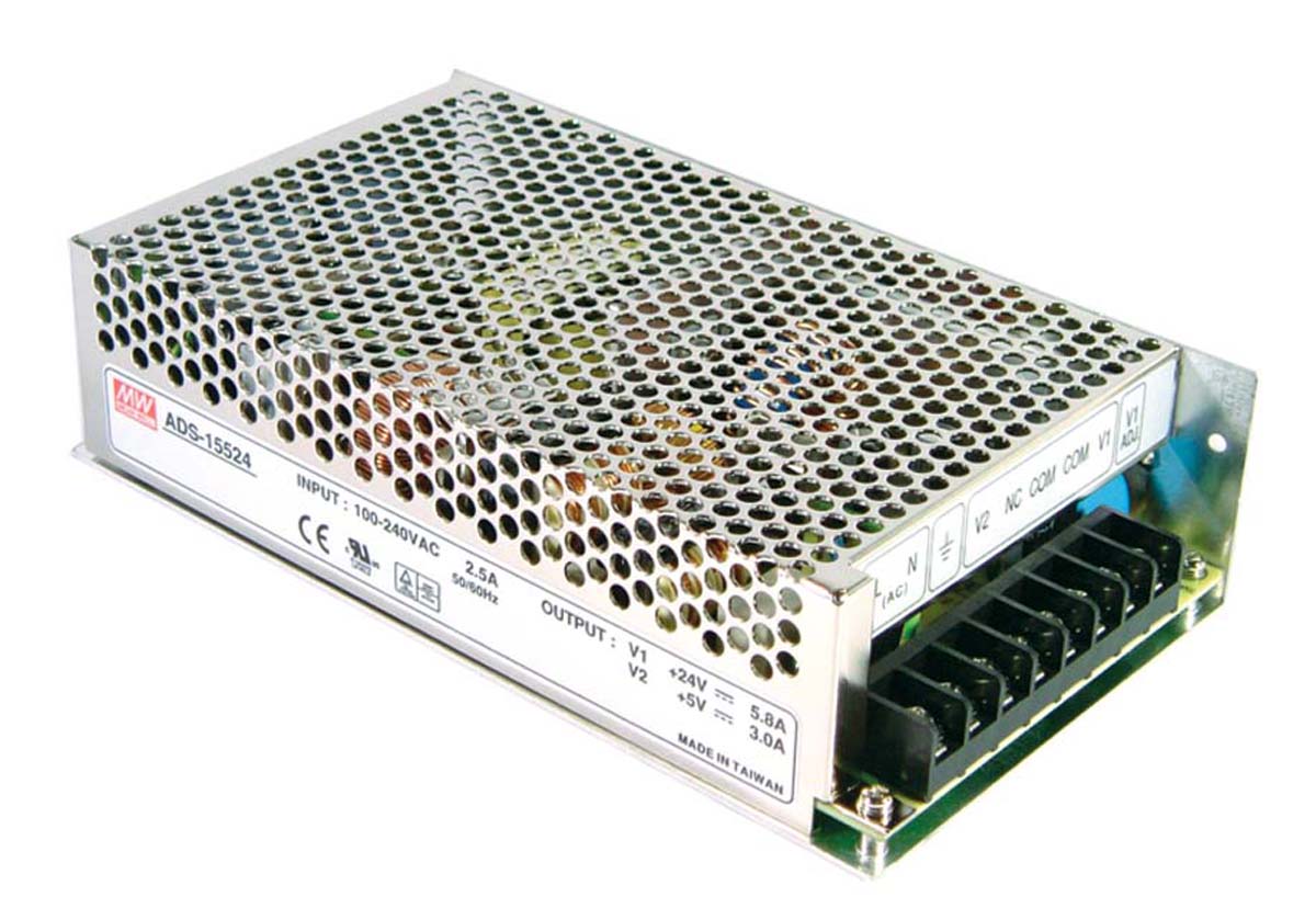 MEAN WELL Switching Power Supply, AD-155C, 54V dc, 2.7 A, 200mA, 156.5W, Dual Output, 124 → 370 V dc, 88