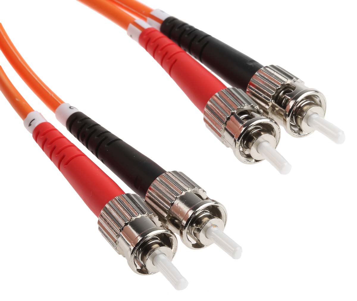 RS PRO ST to ST Duplex Multi Mode OM1 Fibre Optic Cable, 62.5/125μm, Orange, 20m