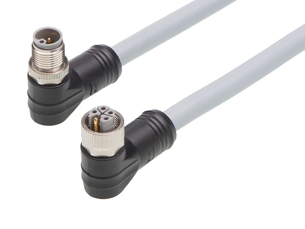 Brad from Molex Cordset, 5 Contacts, Cable, M12 Connector, Plug, Socket, Female/Male, IP67, 120501 Series