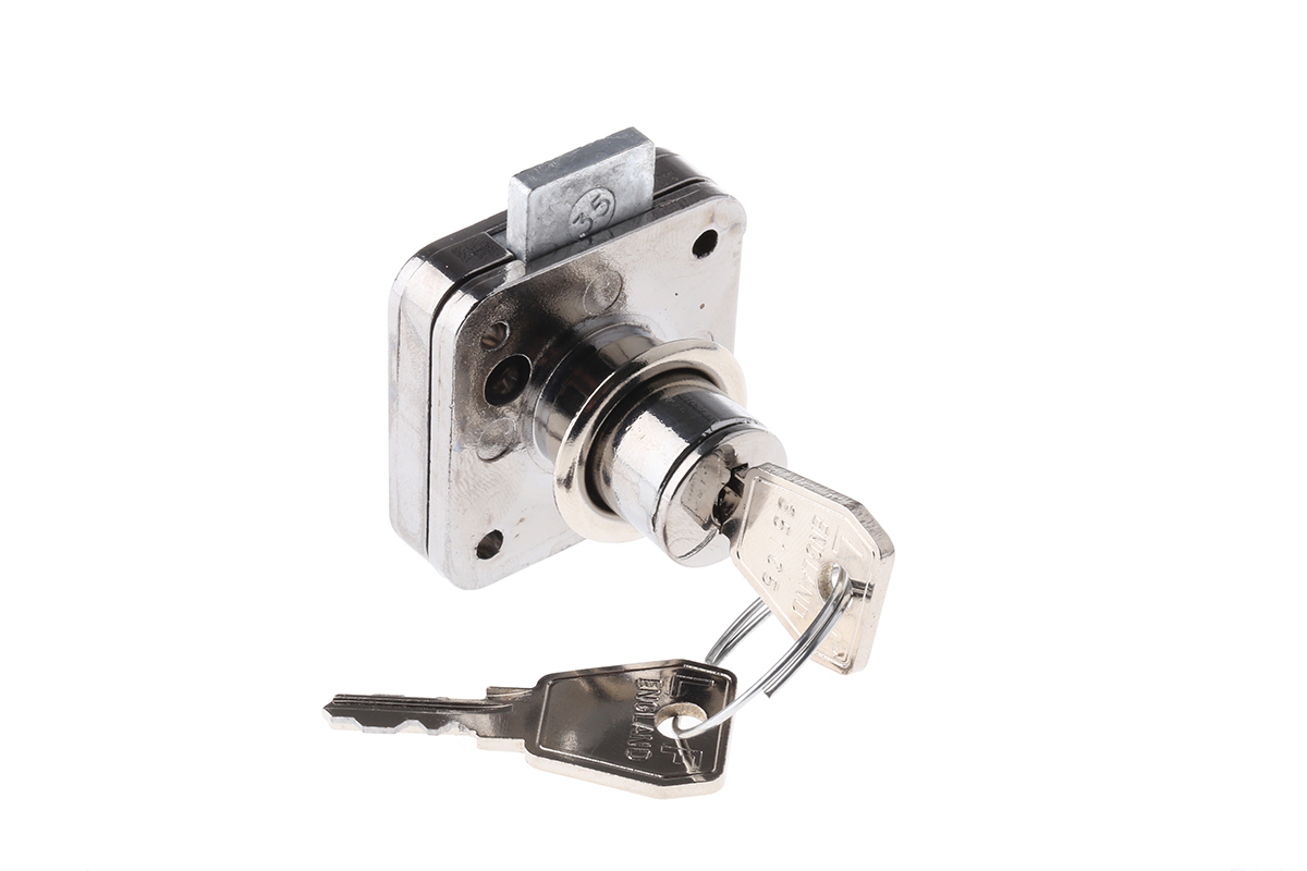 Euro-Locks a Lowe & Fletcher group Company Sliding Door Lock, 22mm Panel-to-Tongue, 17mm Cutout, Key Unlock