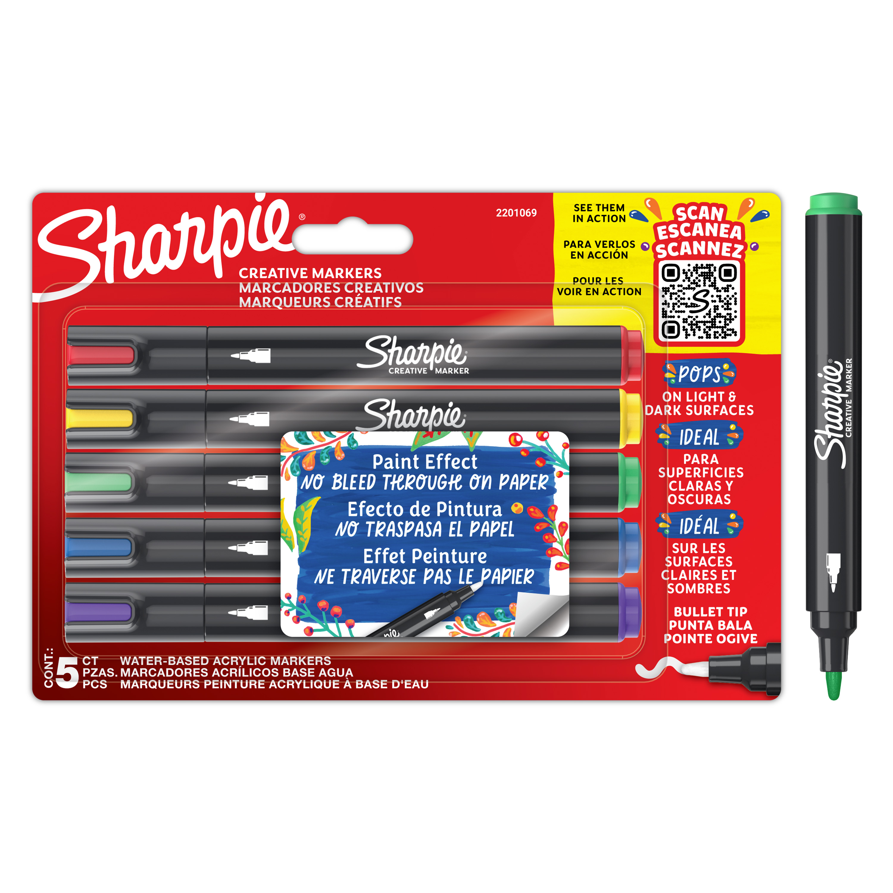 Sharpie Blue, Green, Purple, Red, Yellow Paint Marker Pen for use with Various Materials