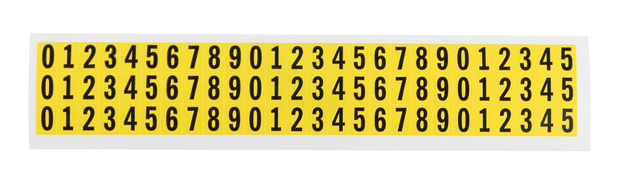 RS PRO Black Self Adhesive Numbers, 9.5mm Character Height