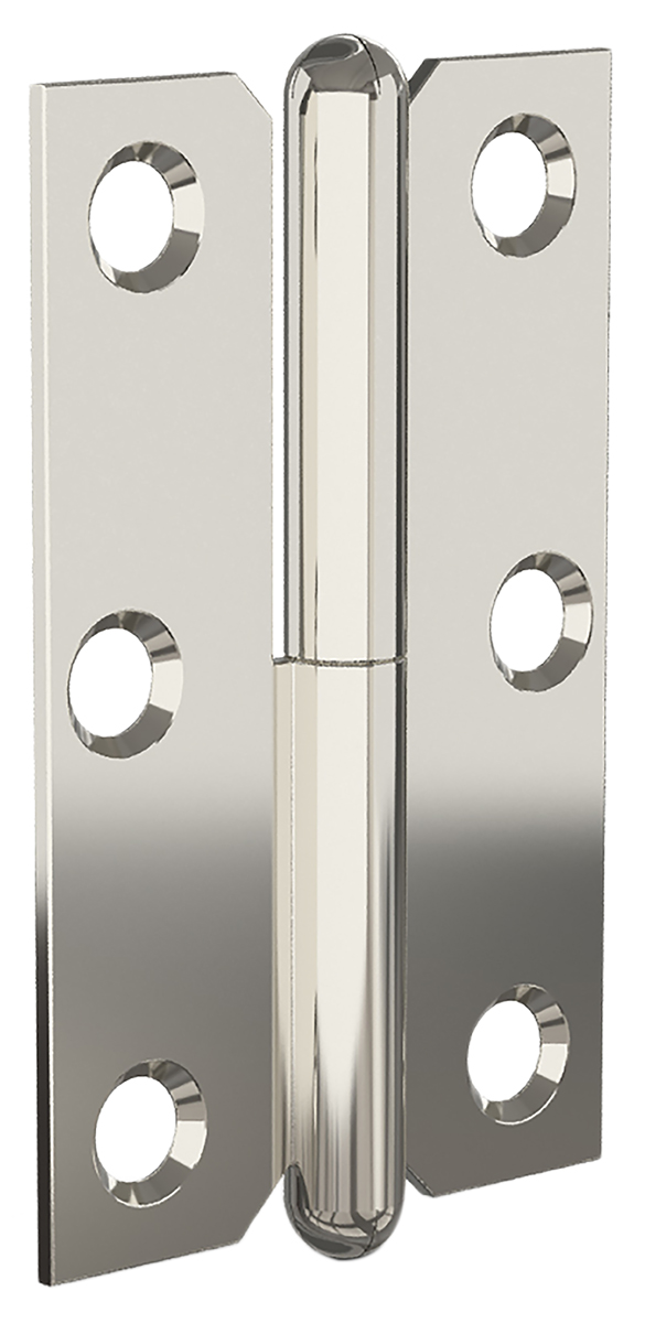 Pinet Steel Butt Hinge with a Lift-off Pin, Screw Fixing, 80mm x 50mm x 1.5mm