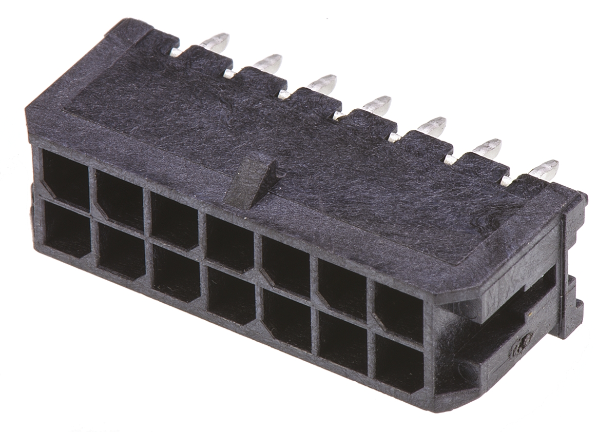 Molex Micro-Fit 3.0 Series Straight Through Hole PCB Header, 14 Contact(s), 3 mm Pitch, 2 Row, Shrouded