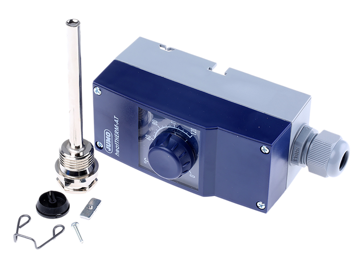 Jumo Capillary Thermostat, +120°C Max, SPST, Automatic Reset, Surface Mount