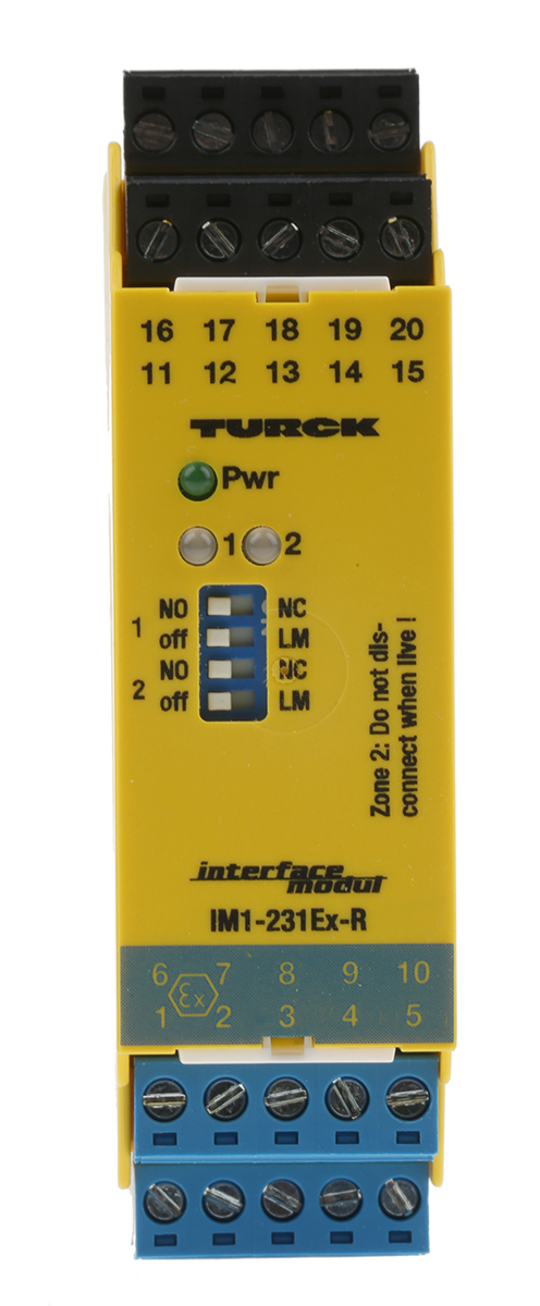 Turck 2 Channel Galvanic Barrier, Isolating Amplifier, NAMUR Sensor, Switch Input, Relay Output, ATEX, IECEx