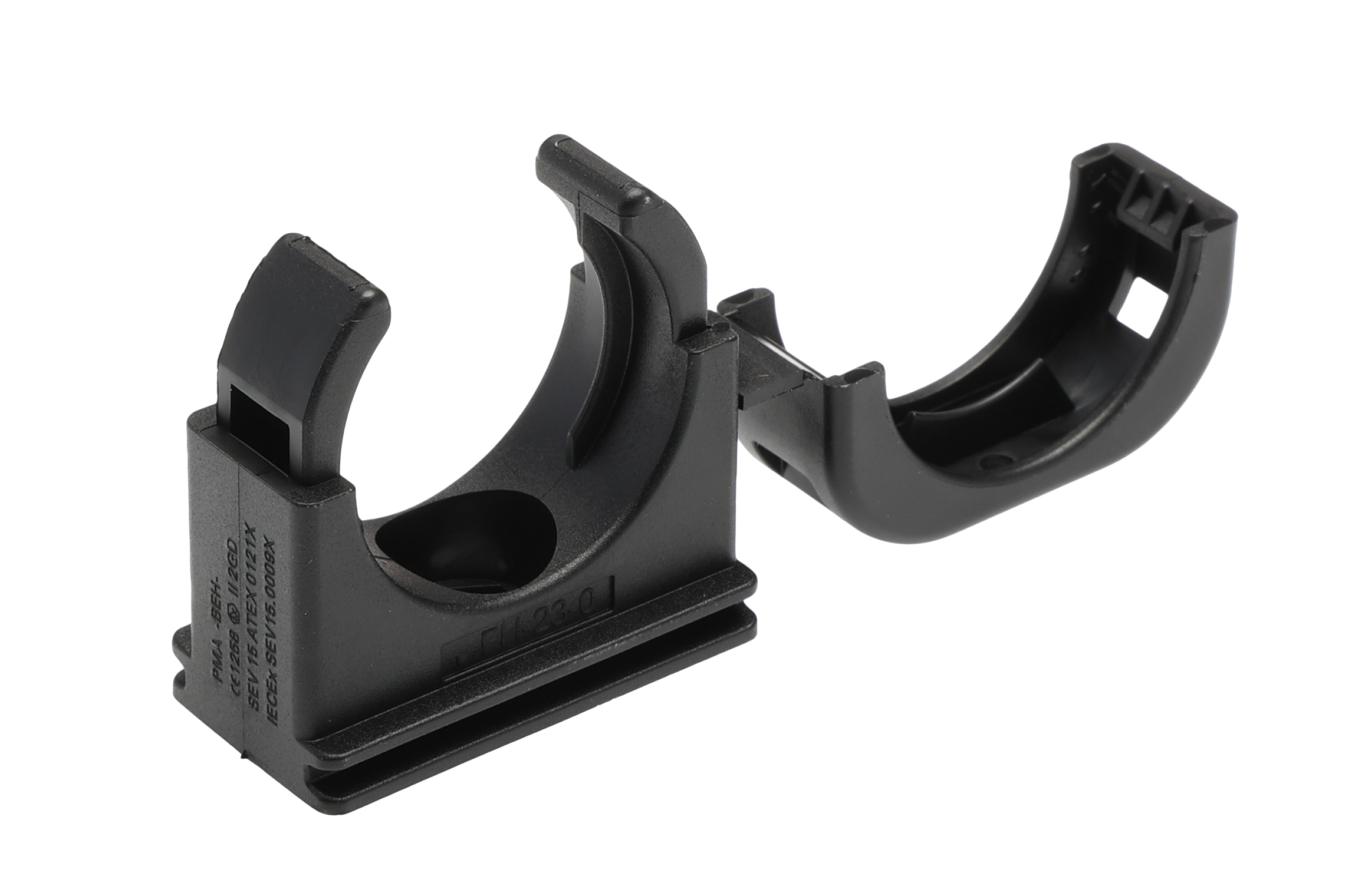 Kopex Conduit Clip, Conduit Fitting, 25mm Nominal Size, Nylon 12, Black IP68 rating