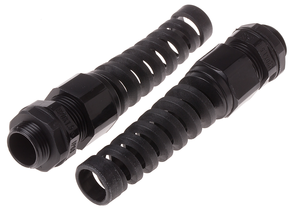 RS PRO Black Nylon Cable Gland, M20 Thread, 10mm min., 14mm max., IP68