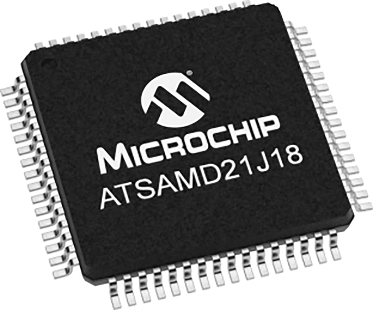 Microchip ATSAMD21J18A-AU, 32 bit ARM Cortex M0+, SAM D21 Microcontroller, 48 MHz, 256kB FLASH, 64-Pin TQFP