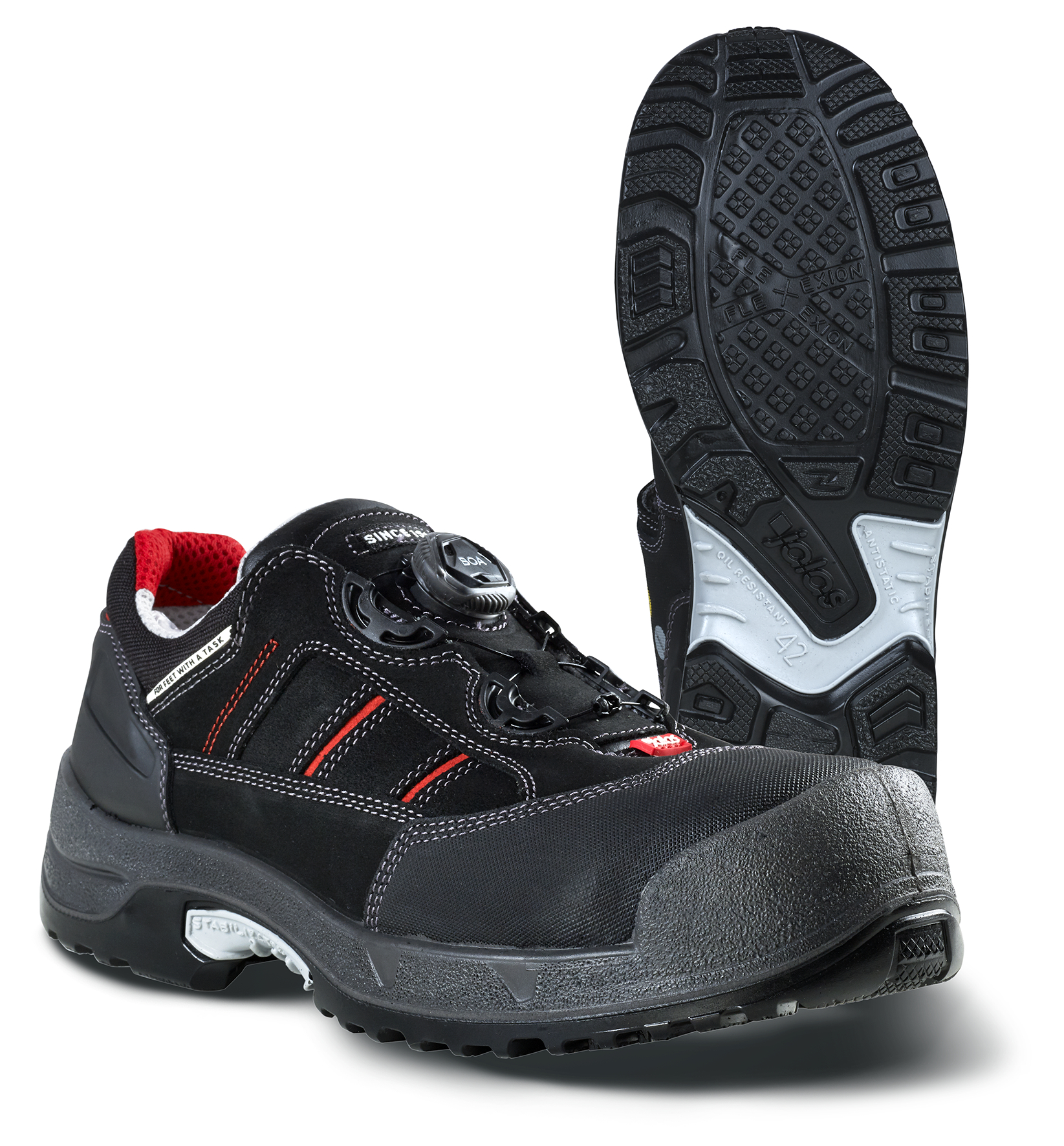 Jalas 1738 Unisex Black, Red Aluminium Toe Capped Safety Shoes, UK 5, EU 38