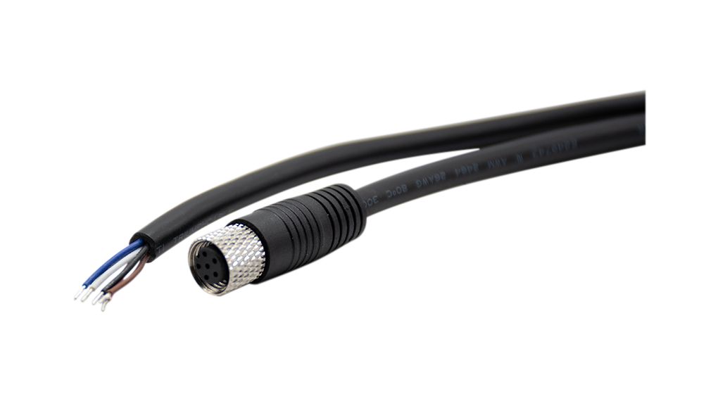 RND Female 6 way Straight M8 to Free End Cable Connector Cable, 2 m