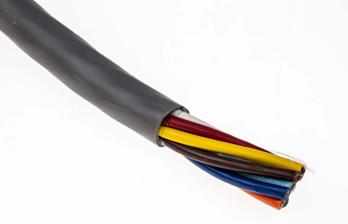 Alpha Wire Alpha Essentials Communication & Control Control Cable, 8 Cores, 0.81 mm² 18 AWG, Unscreened, 30 m, Grey