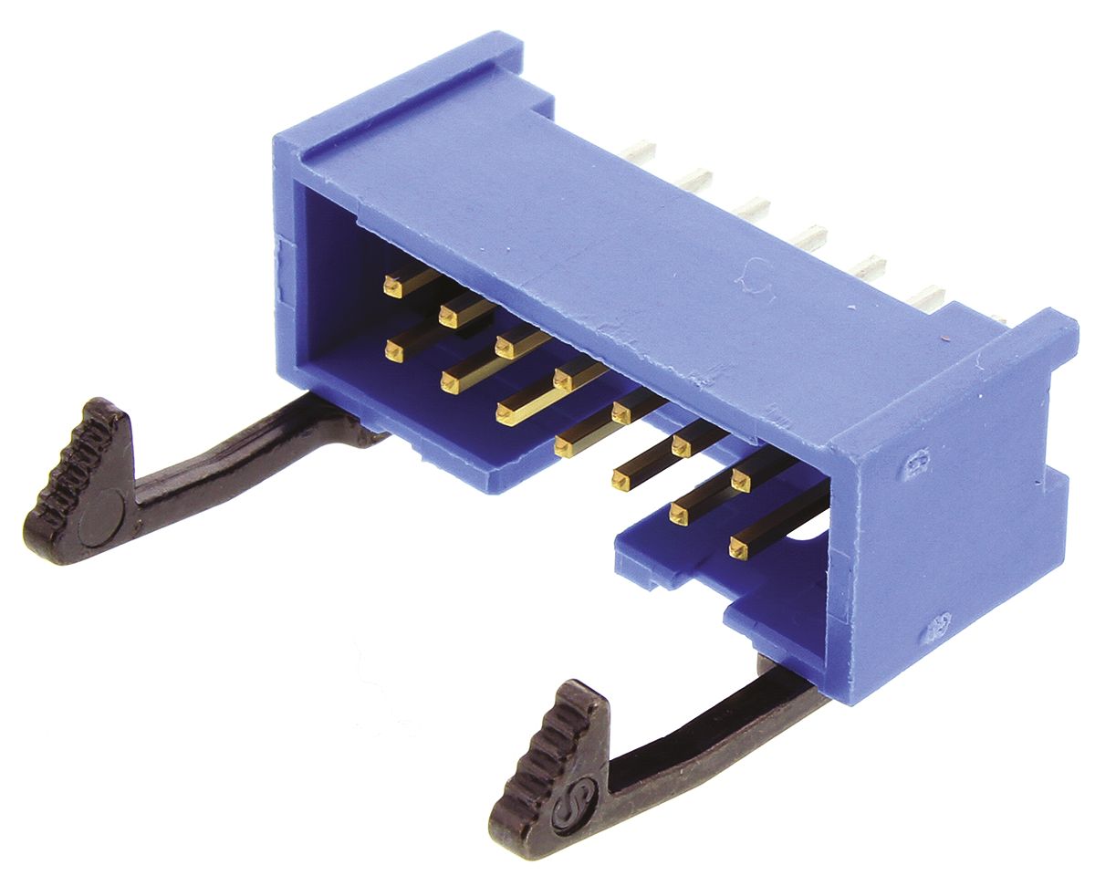 TE Connectivity AMP-LATCH Series Straight Through Hole PCB Header, 14 Contact(s), 2.54 mm Pitch, 2 Row, Shrouded