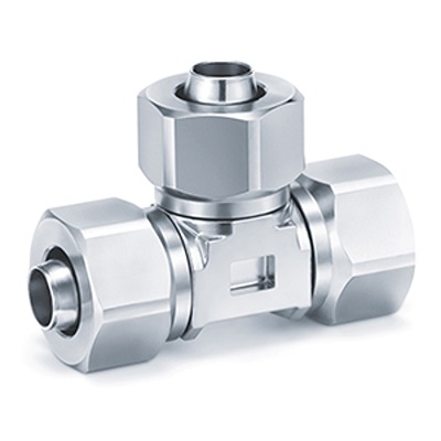 SMC KFG2 Series Union Tee, 10 mm to 10 mm, Tube-to-Tube Connection Style, KFG2T1008-00