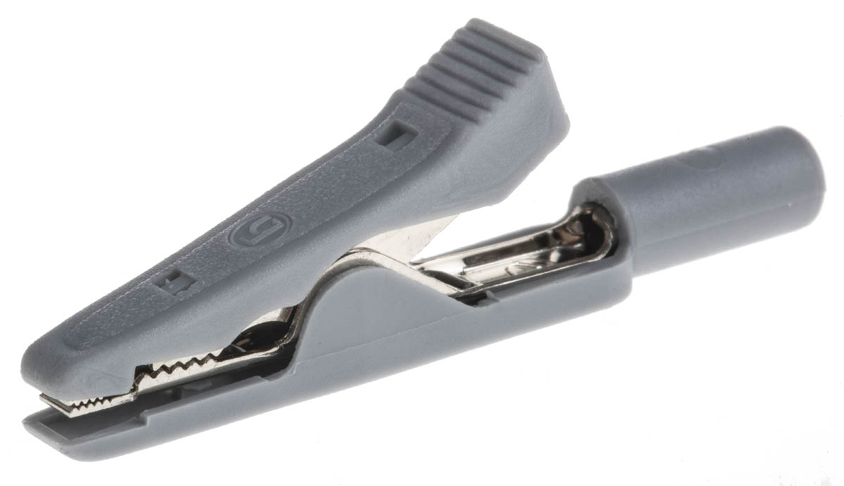 Hirschmann Test & Measurement Crocodile Clip, Brass, Bronze Contact, 8A, Grey