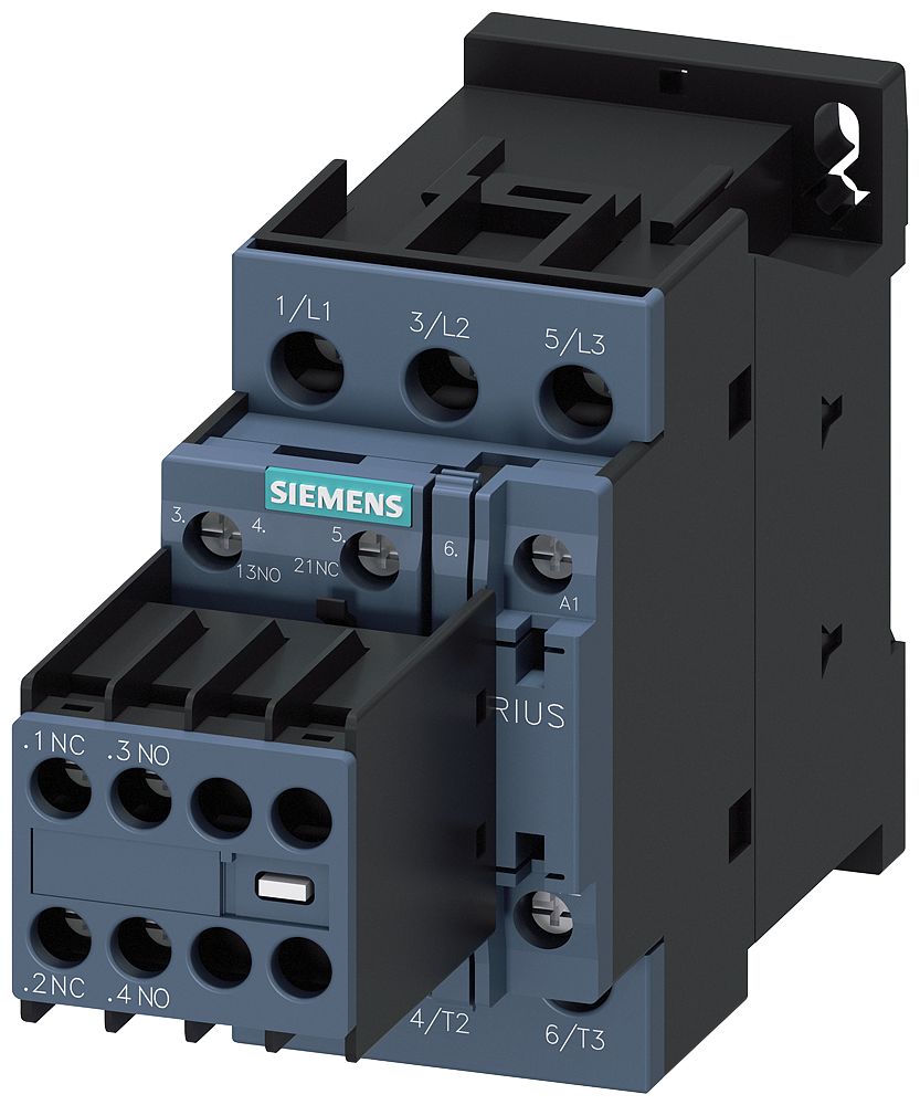 Siemens SIRIUS 3RT Size S0, 3RT2 Contactor, 220 V ac Coil, 3-Pole, 32 A, 15 kW, 2NC + 2NO
