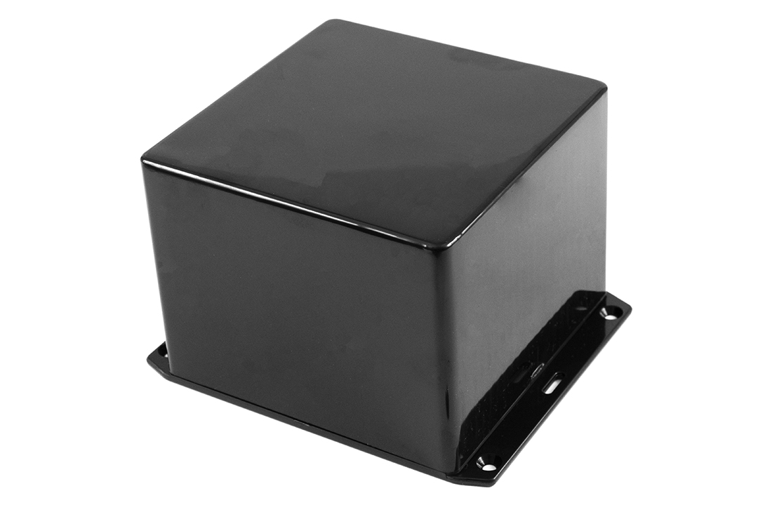Hammond 1591 Series Black Flame Retardant ABS Enclosure, IP54, Flanged, Black Lid, 120 x 120 x 94mm