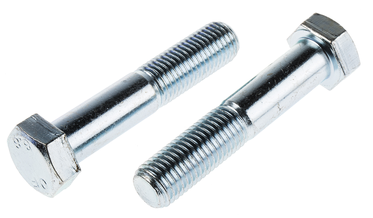 RS PRO Bright Zinc Plated Steel, Hex Bolt, M20 x 100mm