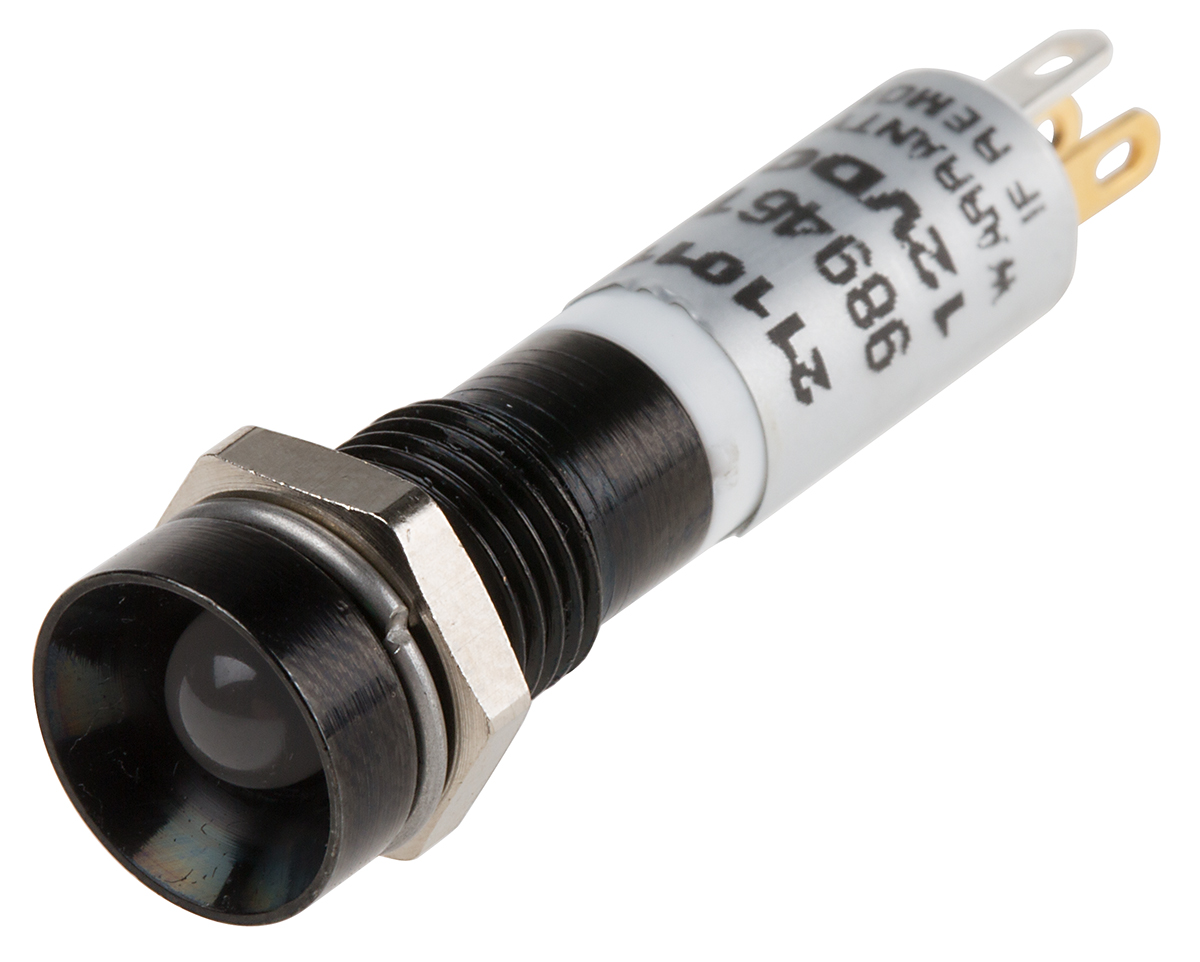 RS PRO Green, Red, Yellow Panel Mount Indicator, 12V dc, 8mm Mounting Hole Size, Solder Tab Termination