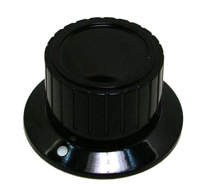 RS PRO 28mm Black Potentiometer Knob for 6.4mm Shaft Splined