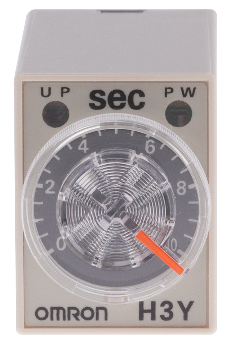 Omron H3Y-4 Series DIN Rail, Surface Mount Timer Relay, 24V ac, 4-Contact, 0.5 → 10s, 1-Function, 4PDT