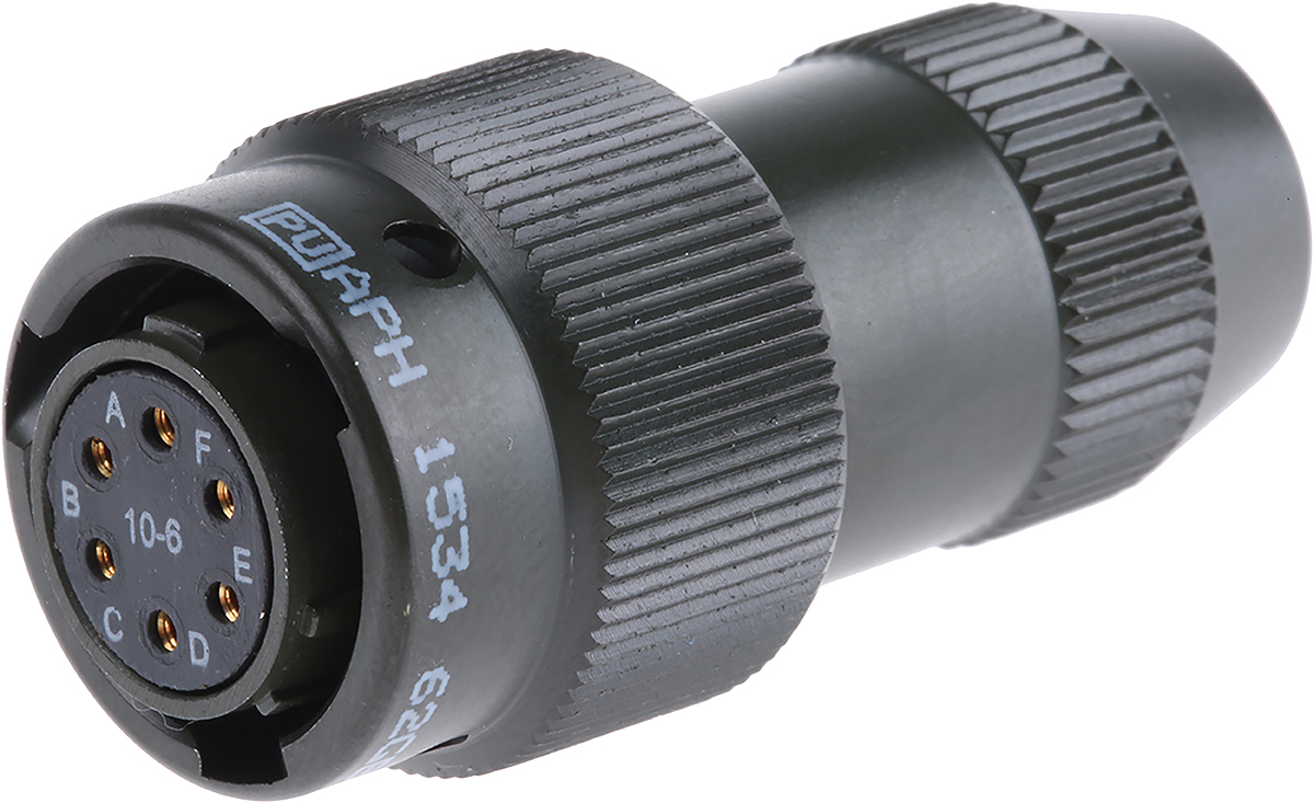 Amphenol Limited, 62GB 6 Way Cable Mount MIL Spec Circular Connector Plug, Socket Contacts,Shell Size 10, Bayonet