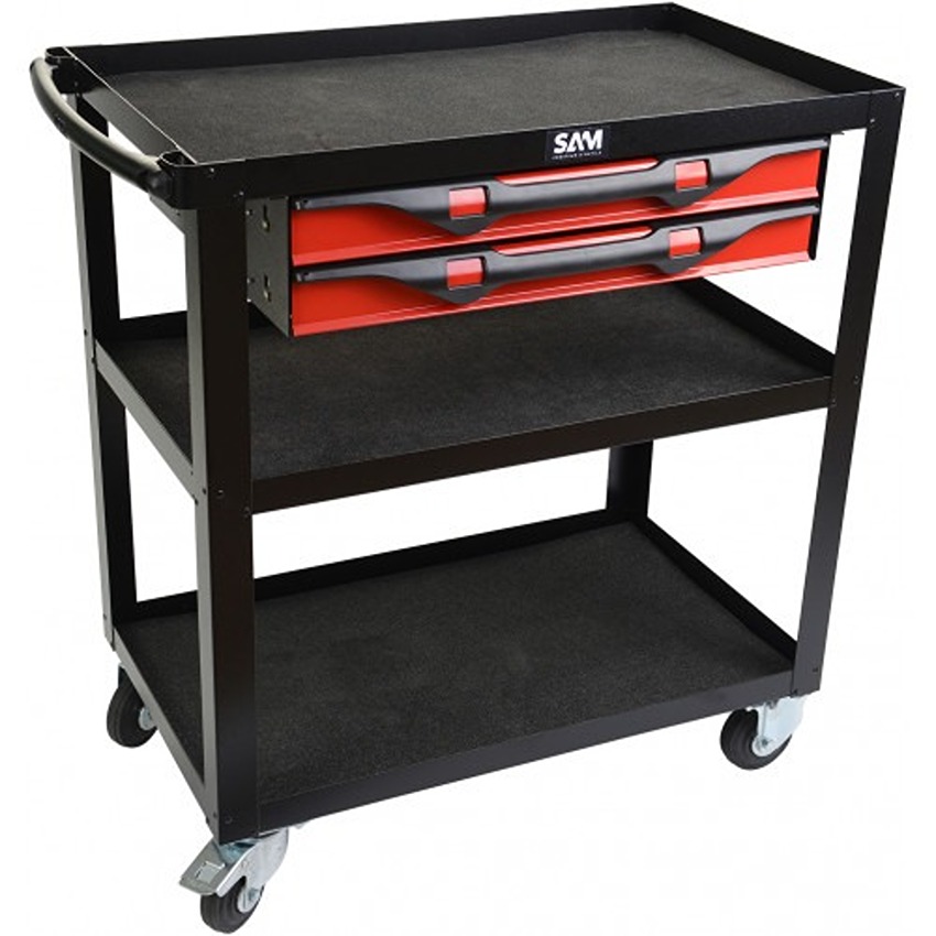 SAM 2 Drawer Sheet Metal Wheeled Tool Trolley
