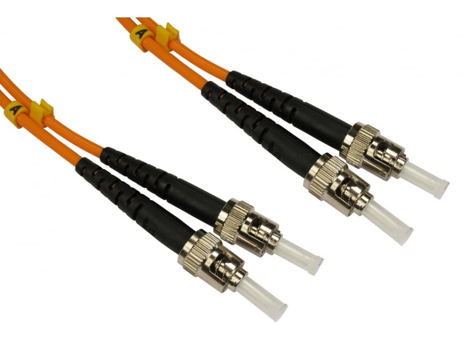 RS PRO ST to ST Duplex Multi Mode OM2 Fibre Optic Cable, 3mm, Orange, 10m