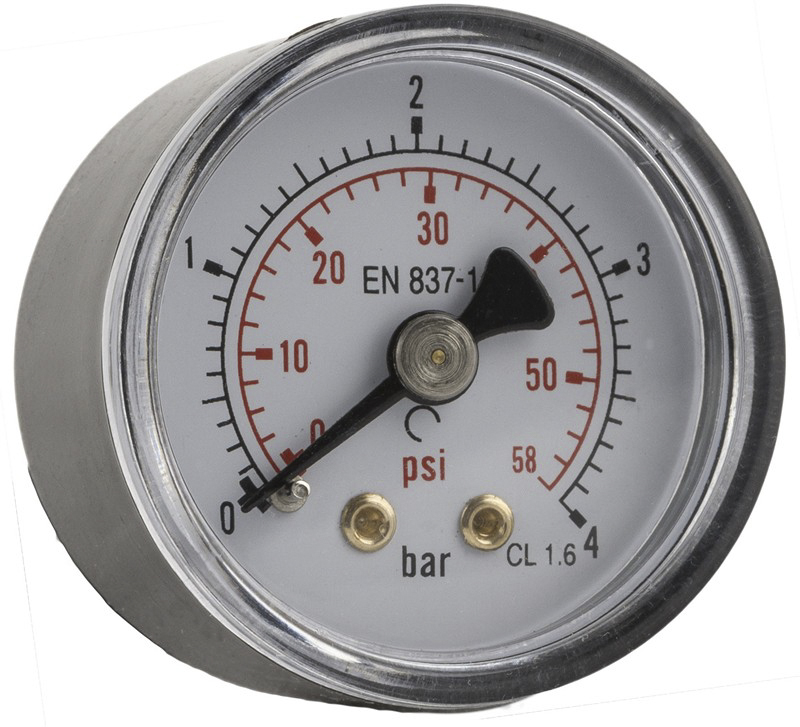 RS PRO Analogue Pressure Gauge 10bar Back Entry 40mm Outside Diameter, With RS Calibration