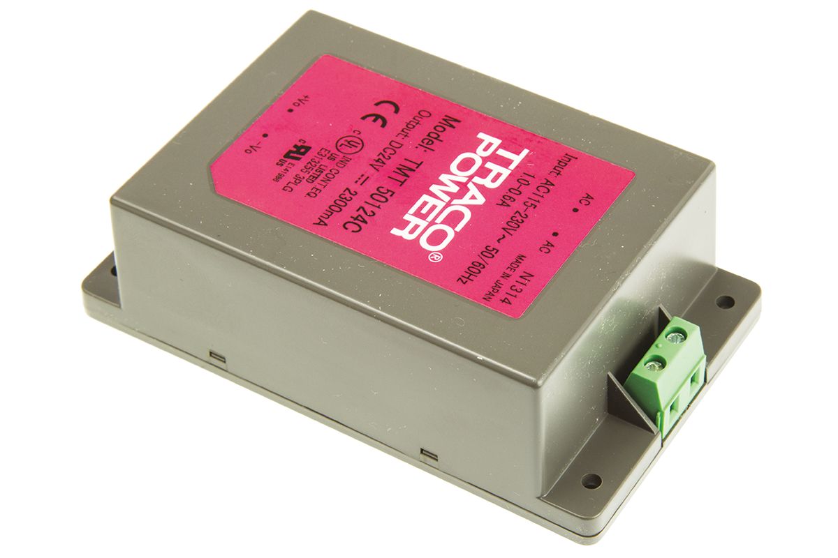 TRACOPOWER Switching Power Supply, TMT 50124C, 24V dc, 2.3A, 50W, 1 Output, 85 → 264 V ac, 85 → 370 V dc
