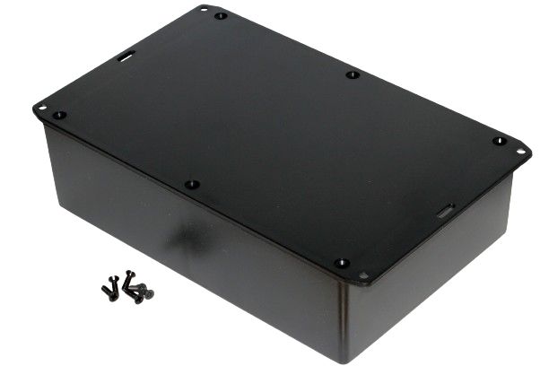 Hammond 1591 Series Black ABS Enclosure, IP54, Flanged, Black Lid, 221 x 150 x 58mm