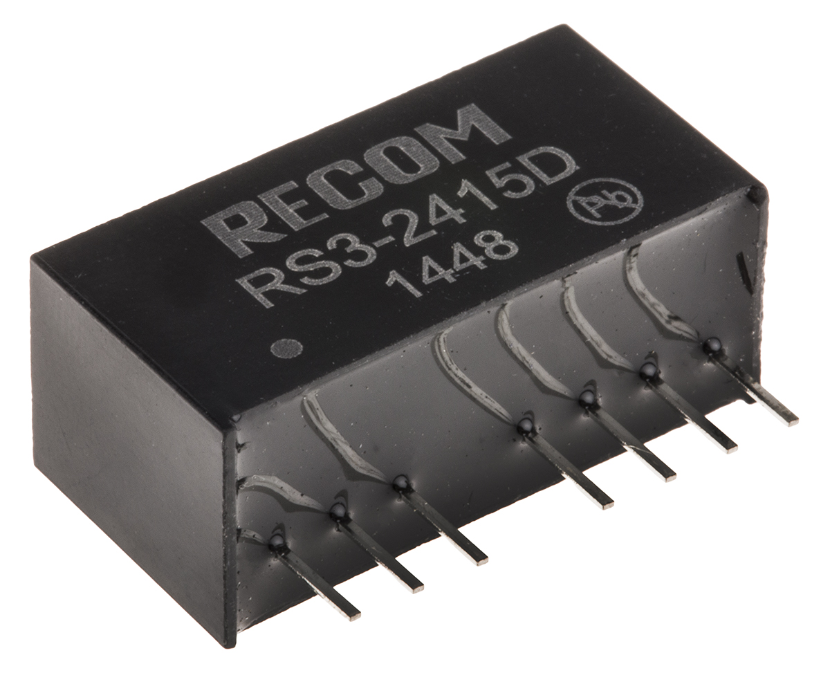 Recom RS3 DC-DC Converter, ±15V dc/ ±100mA Output, 18 → 36 V dc Input, 3W, Through Hole, +71°C Max Temp -40°C