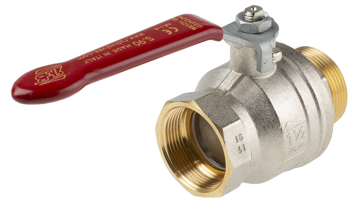 RS PRO Brass Full Bore, 2 Way, Ball Valve, Threaded, BSPP 38.1mm, 40 → 30bar Operating Pressure