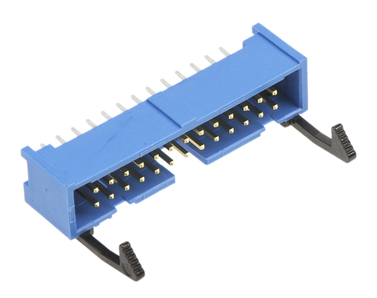 TE Connectivity AMP-LATCH Series Straight Through Hole PCB Header, 26 Contact(s), 2.54 mm Pitch, 2 Row, Shrouded