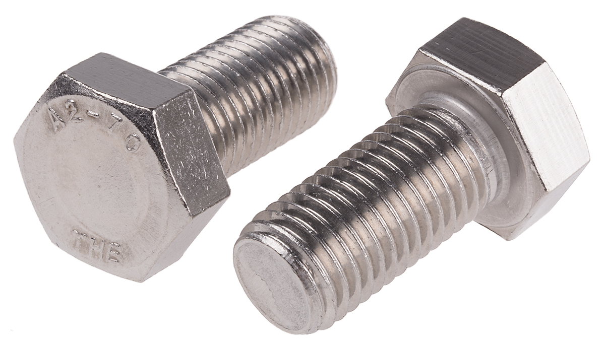 RS PRO Stainless Steel, Hex Bolt, M20 x 40mm