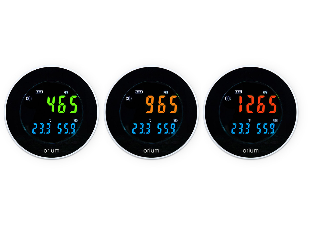 Orium Quaelis 16 CO2 Sensor for CO2, Humidity, Temperature, +70°C Max, 99.9%RH Max, Rechargeable Battery Via USB Cable