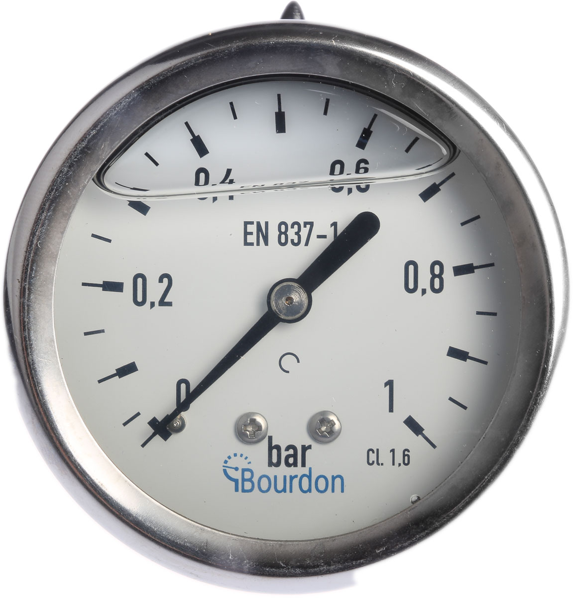 Bourdon Analogue Pressure Gauge 1bar Back Entry 63mm Outside Diameter