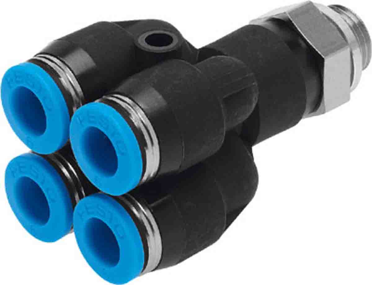 Festo QSQ Series Double Y Threaded-to Tube Adaptor, Push In 6 mm to Push In 6 mm, 186263