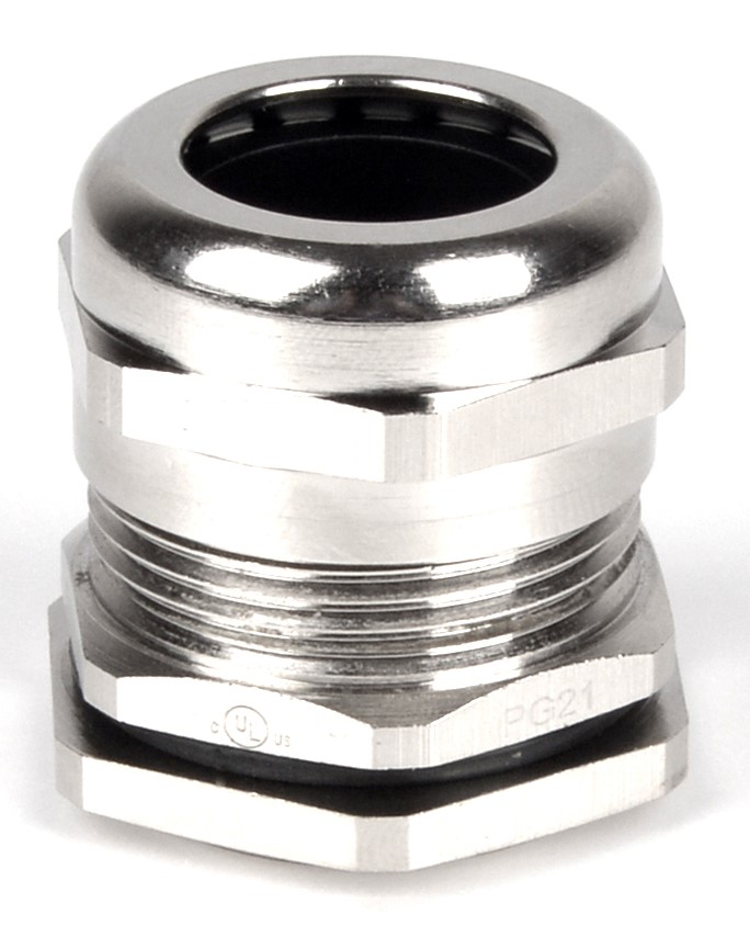 RS PRO Metallic Nickel Plated Brass Cable Gland, PG21 Thread, 13mm min., 18mm max., IP68