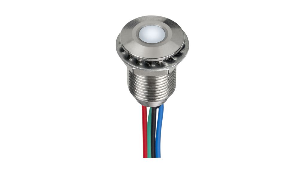 APEM Q10 Series Blue, Green, Red Panel LED, 24V dc, 10mm Mounting Hole Size, Stripped Wire Termination, IP67