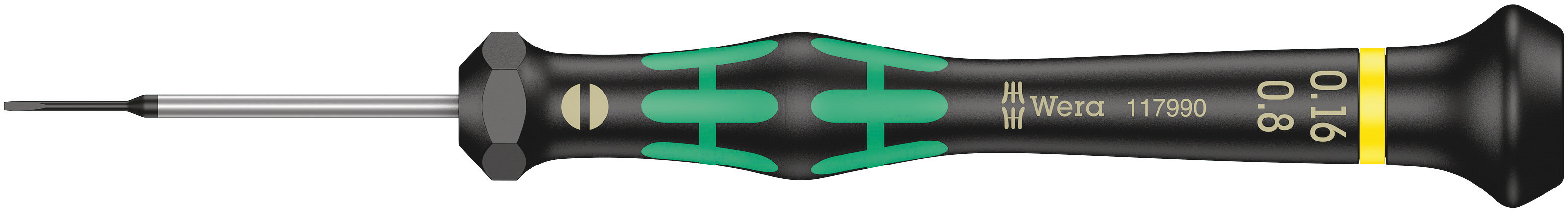 Wera Slotted Precision Screwdriver, 0.8 x 0.16 mm Tip, 40 mm Blade, 137 mm Overall