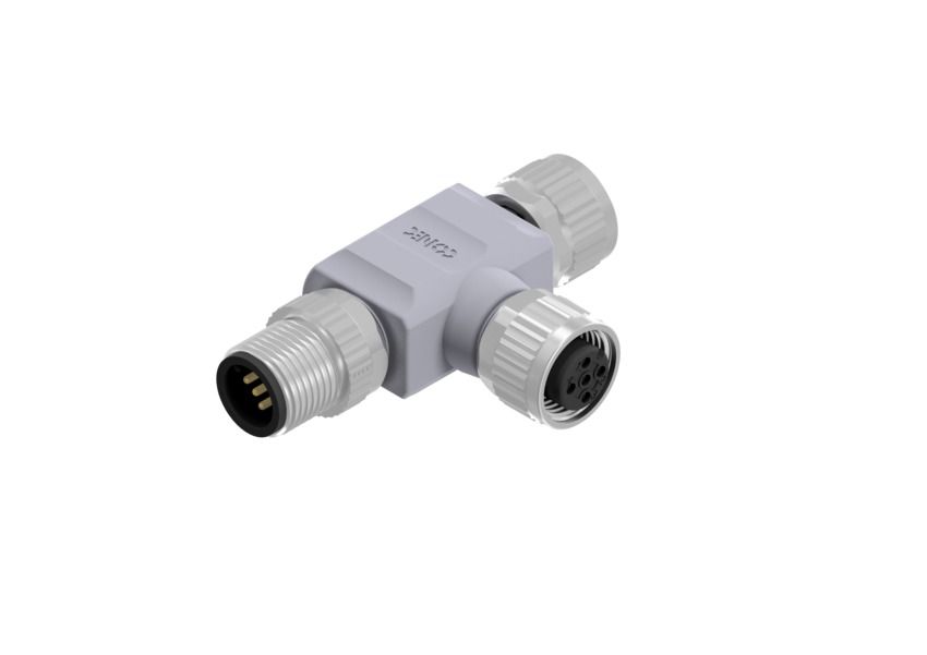 CONEC Right Handle 5 Pole M12 Plug to 5 Pole M12 Plug Adapter